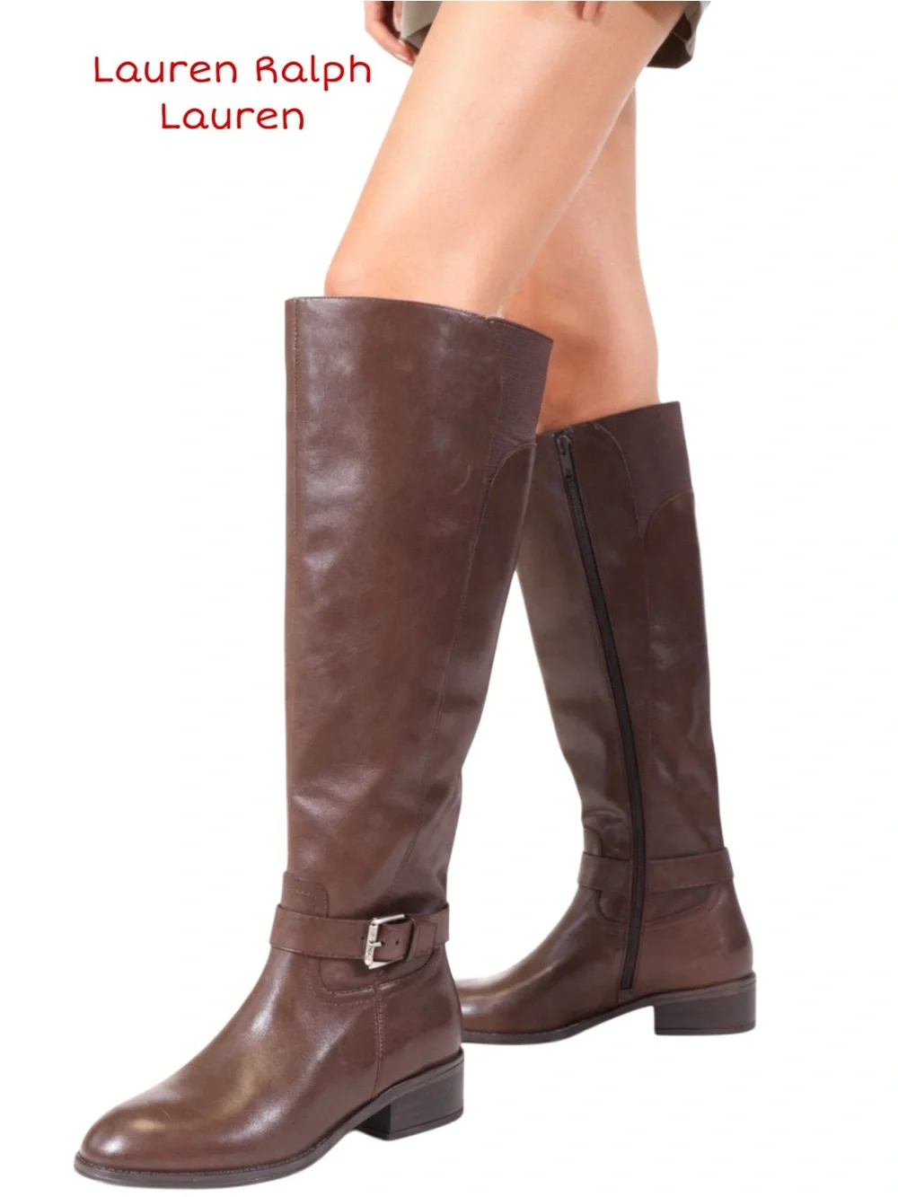 NEW LAUREN RALPH LAUREN Dark Brown Leather Over-the-Knee Riding Boots size 7.5 B